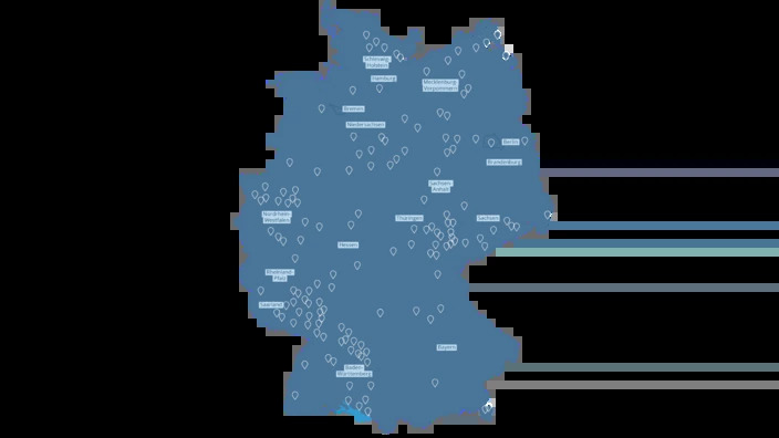 Eine Karte von Deutschland mit allen Standorten des CJD